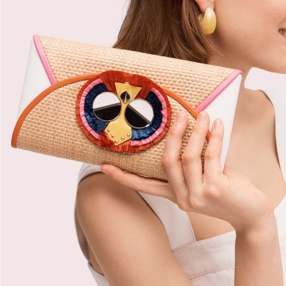 SOLDโ๏ธAuthentic Kate Spade Straw/Leather Clutch/โฆ - Picture 4 of 8